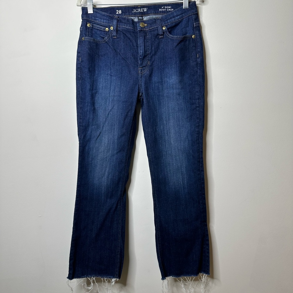 J. Crew Blue 9" Denim Crop Raw Hem Jeans Women's 28